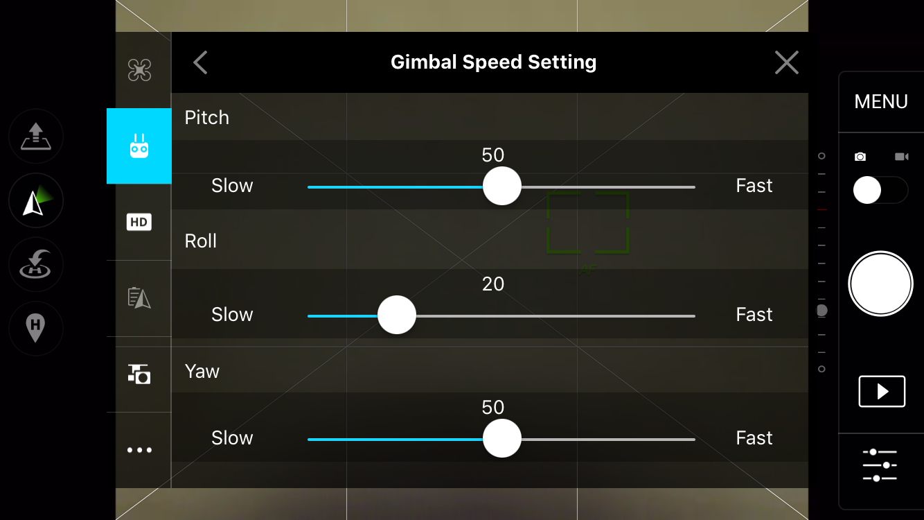 Gimbal Speed Settings